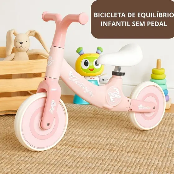 Bicicleta de Equilíbrio Infantil Sem Pedal andador Bebê Bake Menina Criança Presente Dia das Crianças  - Rosa