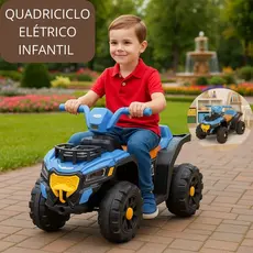 Quadriciclo Elétrico Infantil Unitoys Andador Kids Menino Brinquedo Presente Dia Crianças 6V - Azul