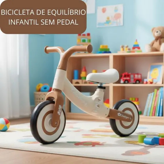 Bicicleta de Equilíbrio Infantil Sem Pedal Andador Bebê Criança Presente dia Das Crianças  - Marrom