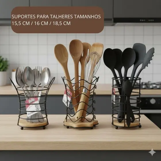 Suportes Organizadores Escorredor para Talheres Tamanhos 15,5 cm / 16 cm / 18,5 cm Cozinha Ecowood