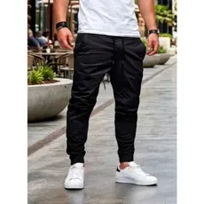 Calça Jogger Preta Masculina  Calça Adulto Calça Com Punhos Nas Pernas