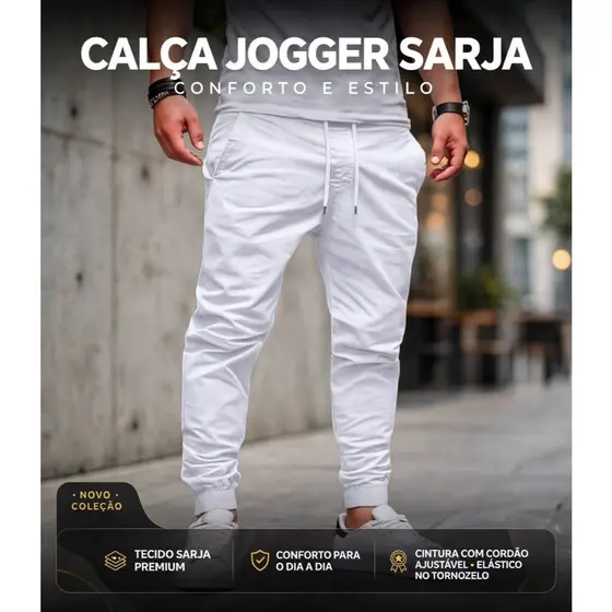 Calça Masculina Branca Jogger Calça  Branca Calça Adulto Jogger Branca