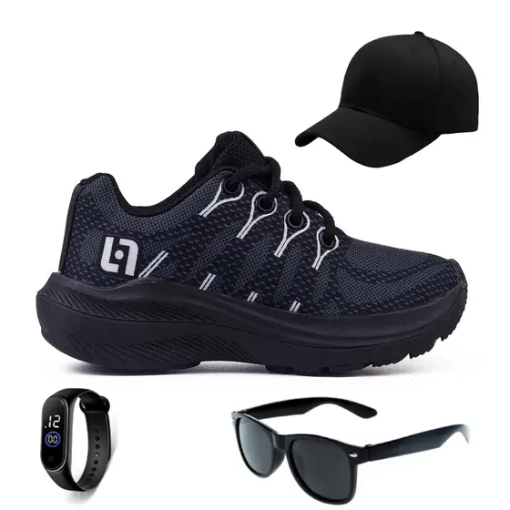 Kit Tenis Infantil Escolar Light + Bone + Oculos E Relogio Promoção