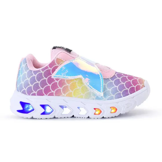 Tenis De Led Meninas Sereia Glitter Refletivo Calce Facil