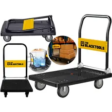Carrinho De Carga Multiuso Plataforma Aba Dobrável Capacidade 150kg The Black Tools Cor Preto