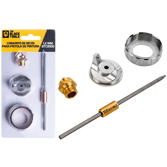 Kit Reparo Pistola de Pintura 1.2 Completo Bico Bocal Capa Agulha The Black Tools