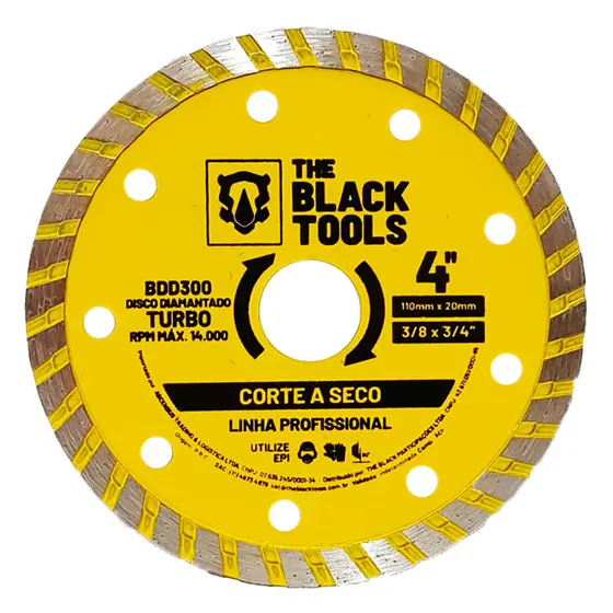 Disco De Corte Serra Diamantado Concreto Mármore 4 Pol 110mm The Black Tools Para Esmerilhadeira