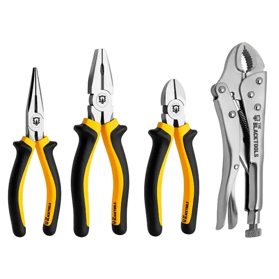 Kit Jogo De 4 Peças Alicate Universal Bico Corte E Pressão - The Black Tools