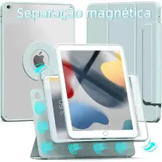 Capa Separação Magnética+Bandeja para canetas p/ iPad:rotaçã/suporte/separação magnética + Antirrisco | Design Ultra Sli