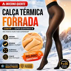 Meia-calça térmica preta com forro peluciado –De Lã quente para o inverno 2026,Feminina