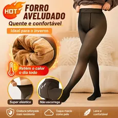 Meia-calça Térmica Feminina Inverno 2025 – Forrada com Lã, Quente, Peluciada e Elástica, Ideal para Dias Frios