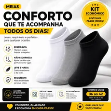 Meias Masculinas Cano Curto  Soquetes Kit 3 ou 6 Pares Preto Branco Cinza Misto