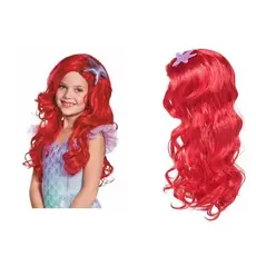 Peruca Ariel infantil Vermelha Trança fundo mar festa decoracao Fantasia halloween - Envio imediato