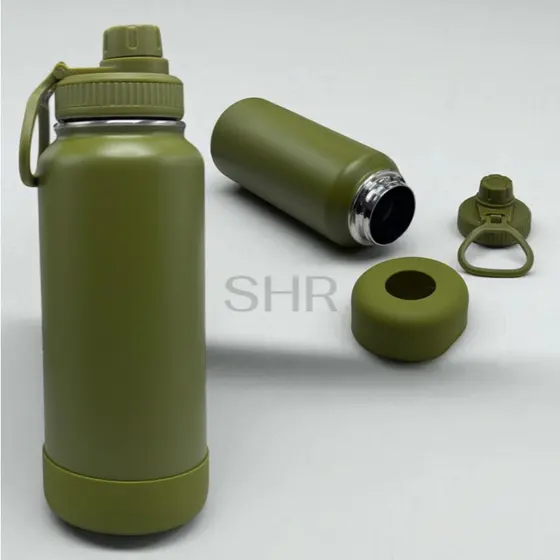 Garrafa Inox Térmica 350ML/600ML/800ML/1000ML Com Capinha Protetora De Silicone Antiderrapante