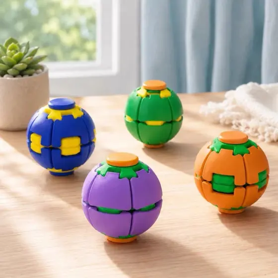 Fidget Ball Bola Sensorial Pressione e Gire Brinquedo Interativo de Mesa Transformável Portátil