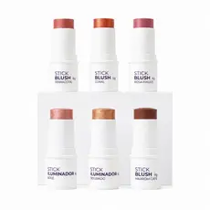 Kit Completo de Sticks Le Moritz 6 Sticks: Blush, Iluminador e Contorno Maquiagem em Bastão Le Moritz