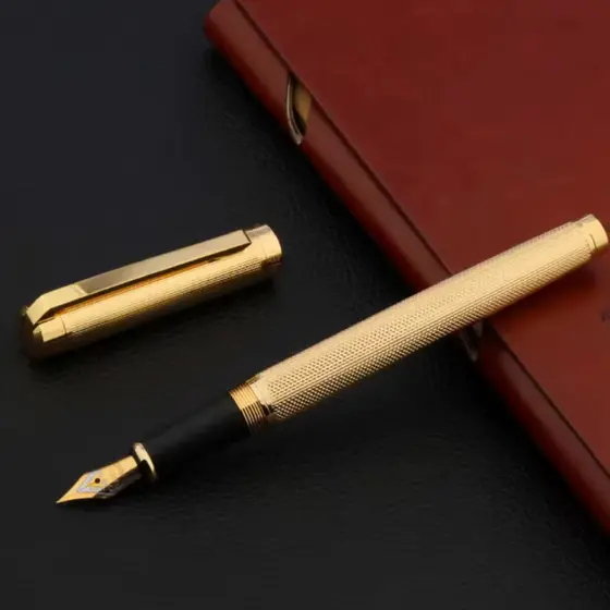 CANETA TINTEIRO EXECUTIVA PENA DOURADA 0,5MM ALTO PADRAO LUXO ELEGANTE PRESENTE
