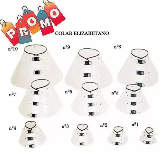 Kit Colar Pet Cirúrgico Elisabetano para Cães e Gatos – Jogo com 10 Unidades (Nº 1 ao 10)