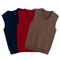 Colete Masculino em Tricot com Decote V Elegante e Confortável para Inverno Estilo Social Casual Lã Macia