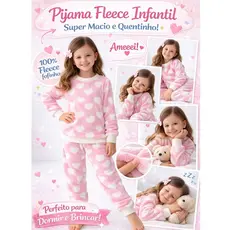Pijama infantil Soft Fleece Inverno Estampas Sortidas Fechado Quentinho Feminino do Tamanho 2 Ao 12