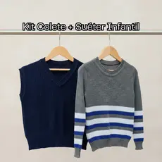 Kit Infantil 2 Peças em Tricot – 1 Colete + 1 Suéter – Tamanhos 1 ao 8 – Conjunto Quentinho Outono/Inverno