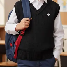 Colete de Tricot Infantil Masculino Quentinho – Tamanhos 1 ao 8 – Inverno Casual Confortável
