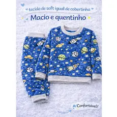 Pijama infantil Soft Fleece Inverno Masculino Quentinho Menino do Tamanho 2 Ao 12