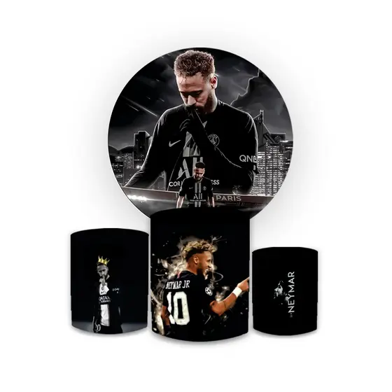 Kit Capa Painel sublimado + Trio de Capas de cilindros vest facil Tema menino Ney Paris  Aniversario Festa