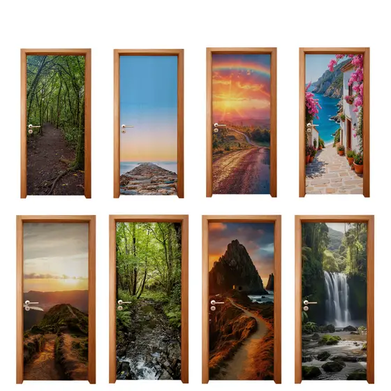 Capa de Porta Decoração Paisagens Coloridas Ambiente Natural e Calmo Vários Temas