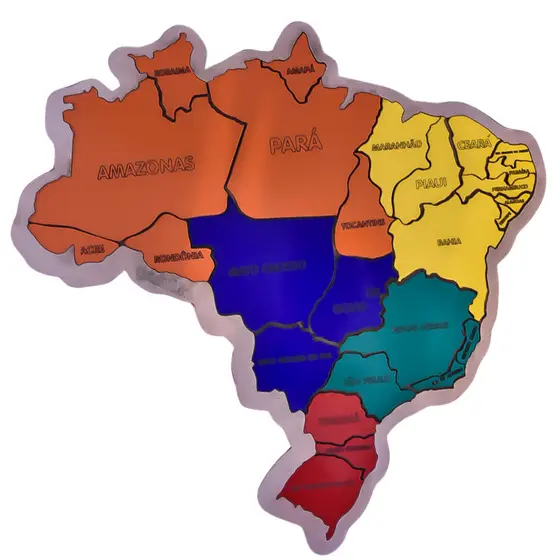 Mapa do Brasil Educativo Infantil MDF Quebra Cabeça Geografia Premium