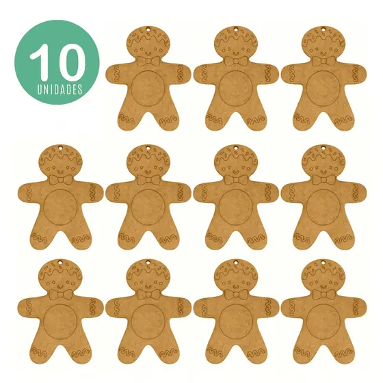 Kit 10 Bonecos Biscoito de Gengibre MDF Para Pintura Infantil DIY Decorativo