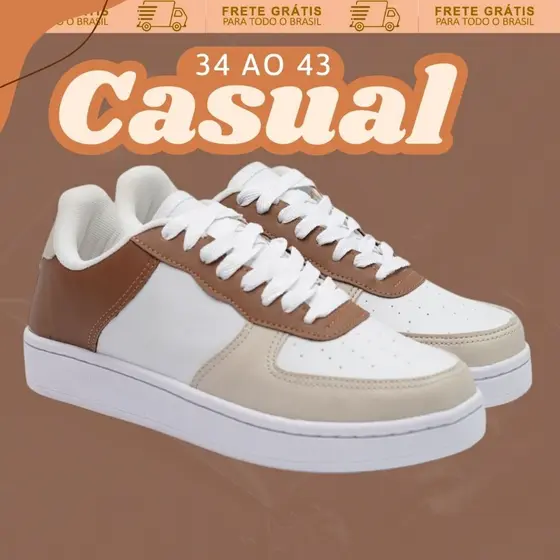 Tênis PROMOÇÃO Várias Cores Casual Feminino Branco 34 ao 43 Barato e Confortável - Envio Rápido