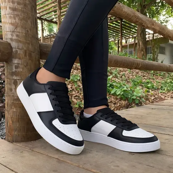 Tênis Casual Masculino e Feminino Preto e Branco Lançamento 2026 Dia a Dia Premium - Envio Imediato