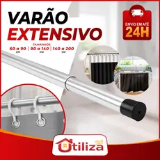 Varão Extensível Ajustável 60 a 90cm, 90 a 1,40m e 1,20 a 2m - Cortina Box e Cabides