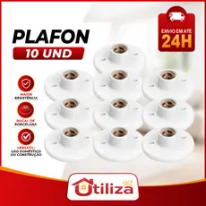 Kit até 10 Plafons Redondo Bocal E27 na cor Preto ou Branco Suporte Teto Casa Cozinha 110v 220v
