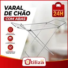 Varal de Chão Alumínio  com Abas – Ideal para Secar Roupas, Toalhas  Multiuso