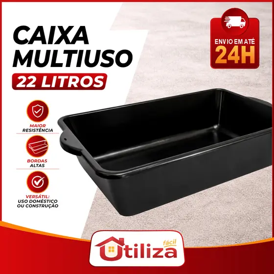 Caixa Plástica 22lts Multiuso Pedreiro Obra Construção Para Mexer Massa Cimento e Tintas