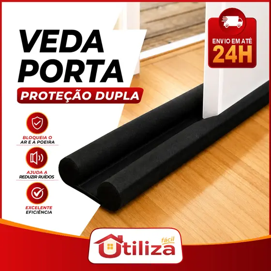 Veda Porta 80cm Duplo Impermeável | Bloqueador de Vento, Poeira, Insetos e Luz