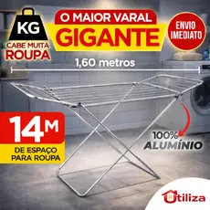 Varal P/ Roupas De Chão 100% Alumínio Grande Reforçado Com Abas Dobrável Retrátil Resistente