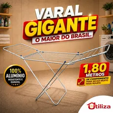 Varal P/ Roupas De Chão GIGANTE 100% ALUMÍNIO Grande Reforçado Com Abas Dobrável e Resistente