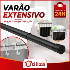 Varão Extensível Ajustável 60cm a 2m para Cortina, Box Banheiro e Suporte Cabides para Armario / Roupa - Cores Variadas