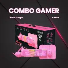 Combo Gamer 4X1 Teclado, Mouse, Headset, Mousepad, Led RGB, Rosa