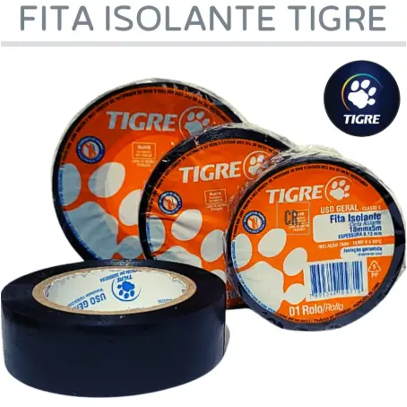 FITA ISOLANTE TIGRE USO GERAL 18MM X 5M, 10M, 20 METROS