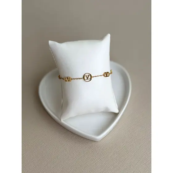Pulseira Feminina em Aço Inoxidável 316L Dourada Inspiração Grife Chique Elegante Luxo Tendência