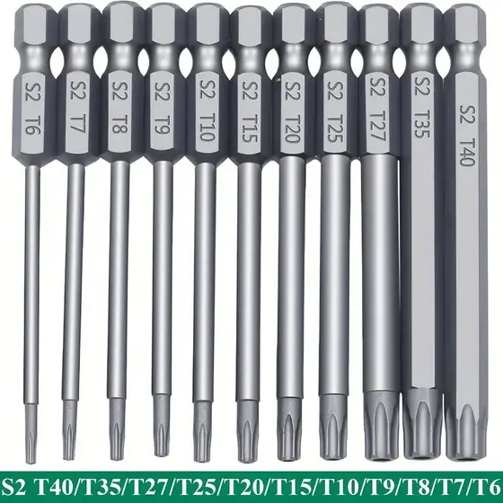 kit 11 chaves bits torx 100mm Compatíveis com parafusadeiras, chaves manuais e elétricas