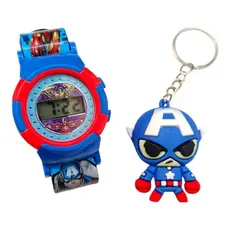 Kit 1 Relógio Infantil Capitão América + 1 Chaveiro Capitao America kit de festas para presentes lembrancinhas
