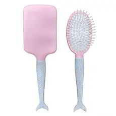 Escova De Cabelo Pente Magico Oval e Raquete 2 modelos na variaçao Cabo Estilo Sereia rosa