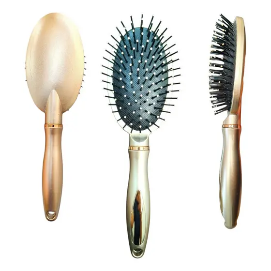Pente de Cabelo Dourado Escova De Cabelo Almofadada Cerdas Suaves Dourada Luxo desembaraçar