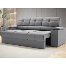 Sofá com Porta Copos Retrátil e Reclinável Tom 2,05m Velosuede - NETSOFAS