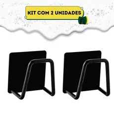 2 Suporte De Esponja Bucha Pia Louça Cozinha Gancho Preto